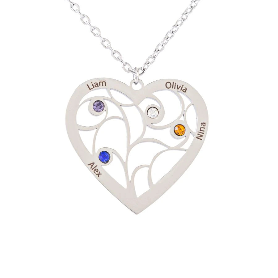 Heart Necklace with Birthstone