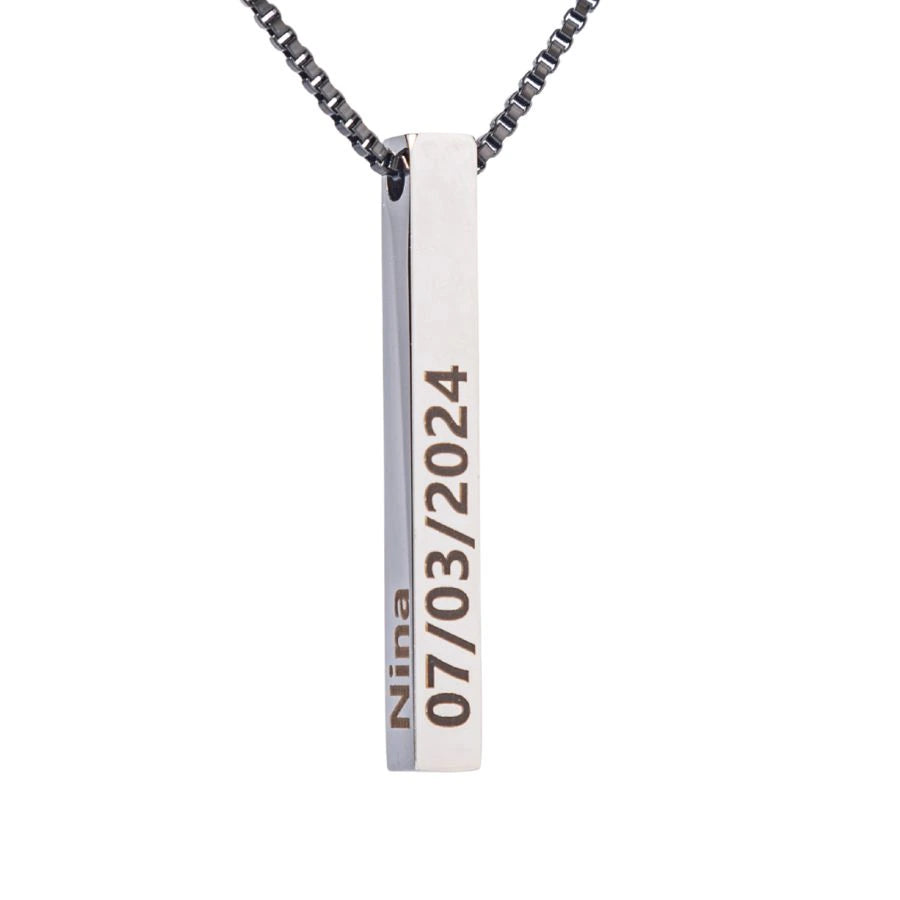 Men’s Personalized 3D Bar Necklace